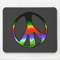Peace Symbol in Rainbow Glitter Mousepads