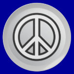 PEACE SYMBOL metallic silver grey gray black white plates