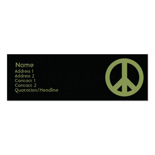 Peace Symbol - Skinny Business Card Template (front side)