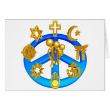 Peace Symbol Uniting All World Religions Greeting Cards