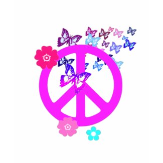 Peace Symbol with Butterflies and Flowers shirt