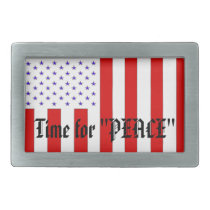 Peace time belt buckle, American flag.