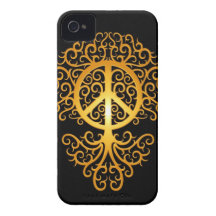 Peace Tree, yellow and black Case-Mate iPhone 4 Cases