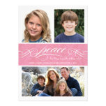 Peace Winter Pink Holiday Triple Photo Flat Card