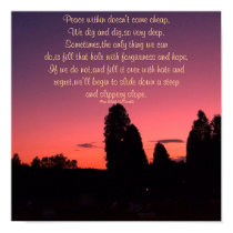 Peace within doesn't come cheap...Poster posters