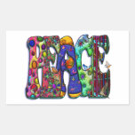 Peace Word Art Birds and Butterflies Rectangle Sticker