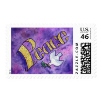 Peace Word Art Painting Postage Stamps