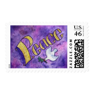 Peace Word Art Painting Postage Stamps stamp