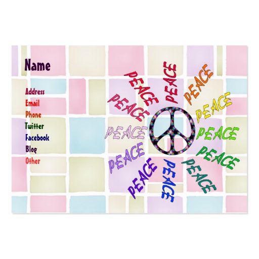 Peace Words Circle Business Cards (front side)