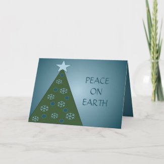 Peaceful Blue Christmas Tree Christmas Card