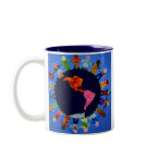 Peaceful Children around the World Blue Accent Mug by PeaceMontessori