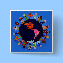 Peaceful Children around the World Button