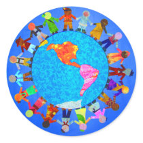 Peaceful Children Round Stickers