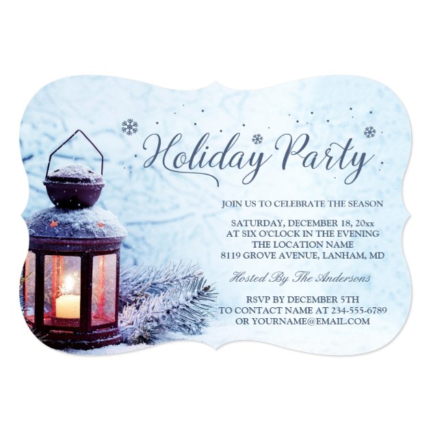 Peaceful Christmas Lantern Winter Holiday Party Card (front side)
