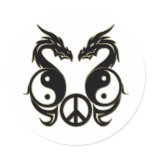 PEACEFUL DRAGONS - YIN &amp; YANG ROUND STICKER