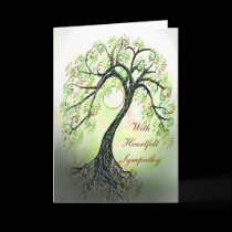 Peaceful Green Tree of Life Sympathy Card cards