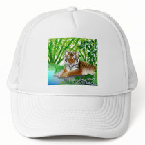 Peaceful Jungle Tiger Hat by twopurringcats Peaceful Jungle Tiger Hat
