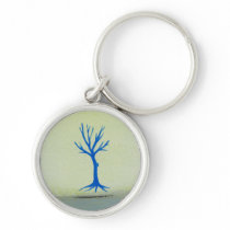 Peaceful landscape art hovering tree painting keychains