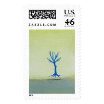 Peaceful landscape art hovering tree painting stamps