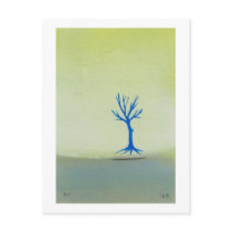 Peaceful landscape art hovering tree painting postcards