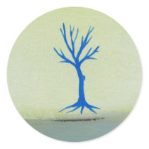 Peaceful landscape art hovering tree painting stickers