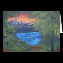 Peaceful Mountain Sunset cards by harmonyart Peaceful Mountain Sunset cards