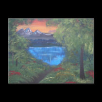 Peaceful Mountain Sunset postcards by harmonyart Peaceful Mountain Sunset postcards