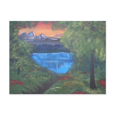 Peaceful Mountain Sunset Postcard by harmonyart