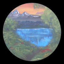 Peaceful Mountain Sunset stickers by harmonyart Peaceful Mountain Sunset stickers