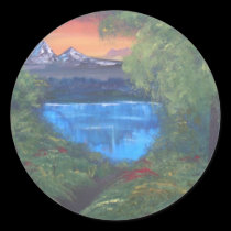 Peaceful Mountain Sunset stickers by harmonyart Peaceful Mountain Sunset stickers