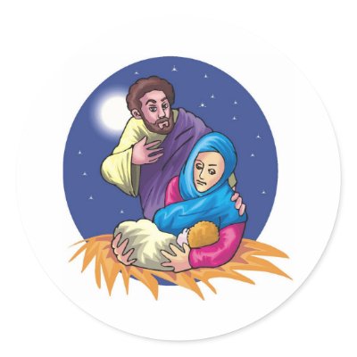 Peacuful Nativity Round Sticker