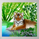 Peaceful Tiger in Bamboo Forest posters