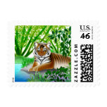 Peaceful Tiger in Bamboo Jungle Postage