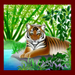 Peaceful Tiger in Bamboo Jungle posters