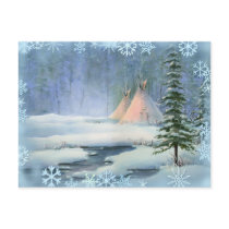 PEACEFUL TIPI & SNOWFLAKES by SHARON SHARPE postcards by sharonsharpe PEACEFUL TIPI & SNOWFLAKES by SHARON SHARPE postcards