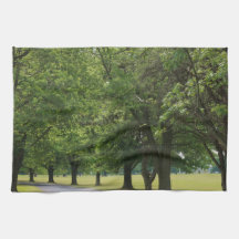 Peaceful treeline road hand towels