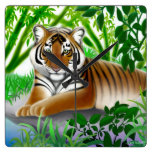 Peaceful Young Bengal Tiger Wall Clock