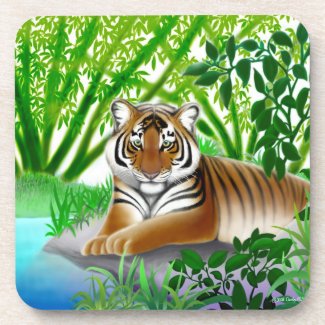 Peaceful Young Tiger Cork Coaster corkcoaster