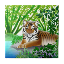 Peaceful Young Tiger Tile