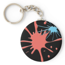 PEACH AND BLUE PAINT SPLATS KEYCHAINS