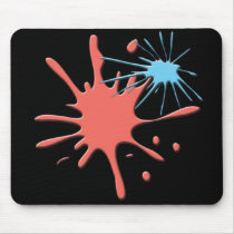 PEACH AND BLUE PAINT SPLATS MOUSEPAD