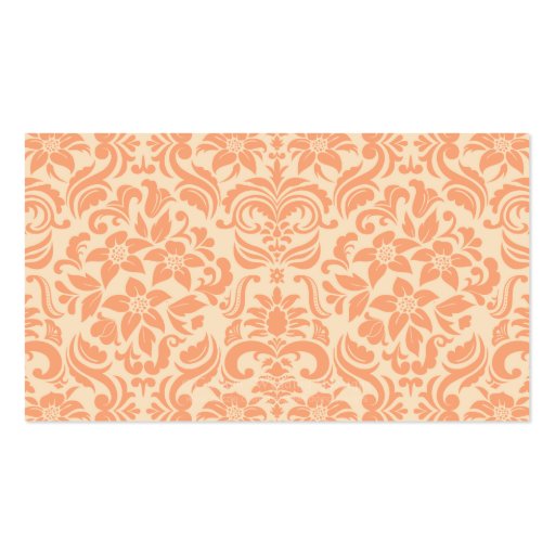Peach and Cream Damask Wedding Table Place Cards Business Card Template (back side)