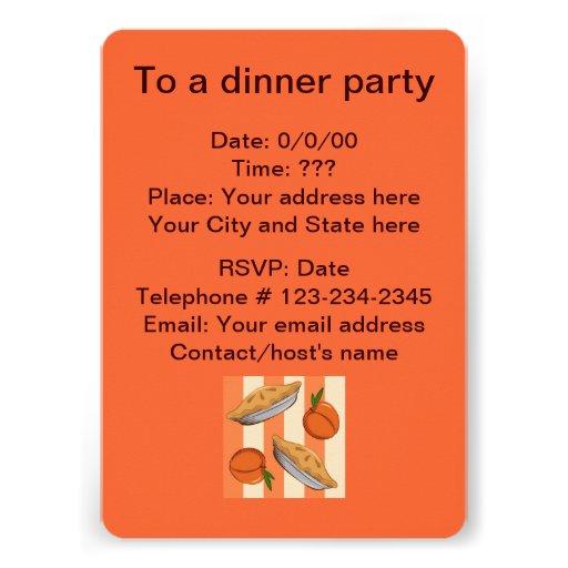 Peach and  pie patten personalized invitations