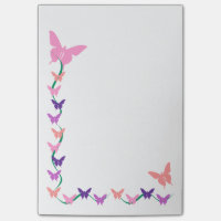 Peach and Purple Butterfly Border Sticky Note