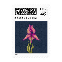 Peach and Purple Iris Faux Denim Stamp