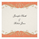Peach and Sage Elegant Scroll Wedding invitations
