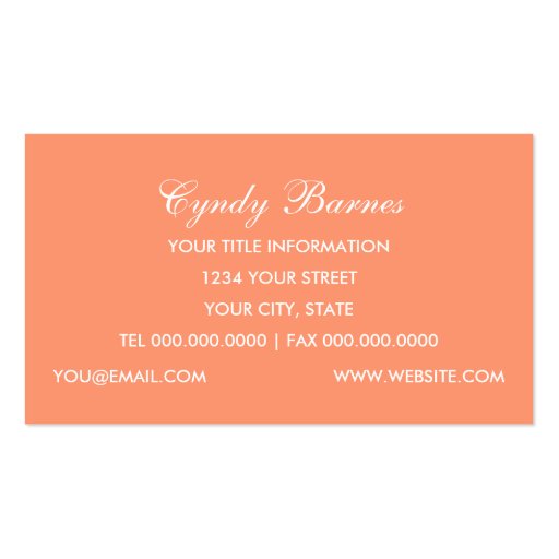 Peach and White Baroque Business Card (back side)