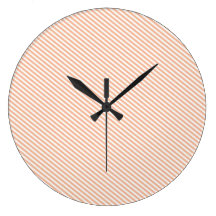 Peach and White Diagonal Stripes Wall Clock