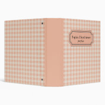 Peach and white plaid binders binders