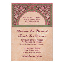 Peach Art Deco Wedding Metallic Paper V322 Personalized Invites
